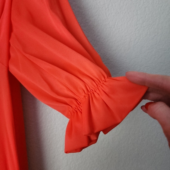 FIGURETTES x VINTAGE 60's red long maxi dressing gown lingerie night gown nylon - Picture 4 of 9